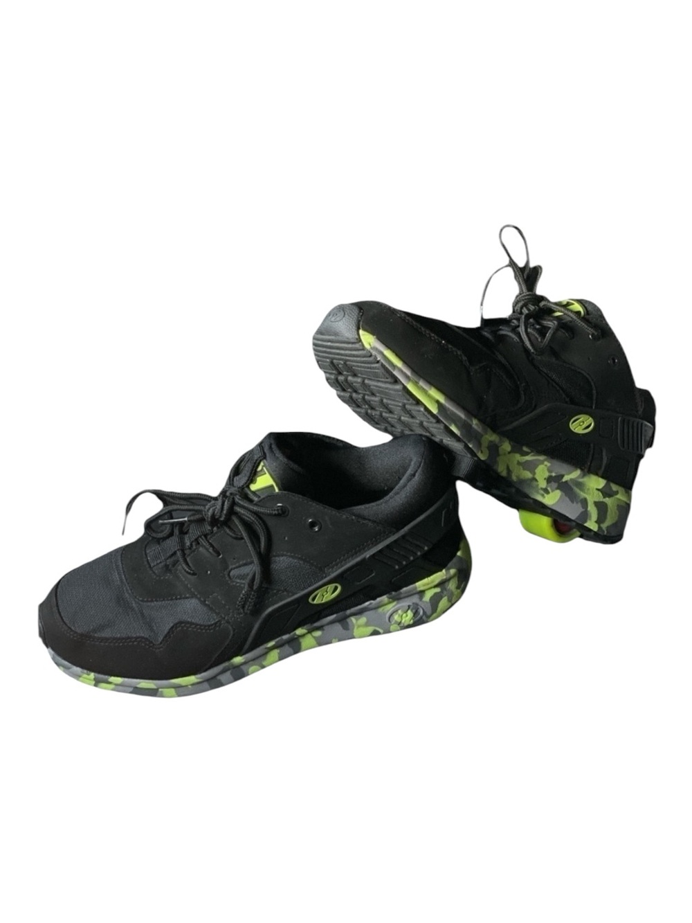 HEELYS FORCE HE100095 Black Neon Green Camo Skate Shoes Big Boys Size 6 …Goth